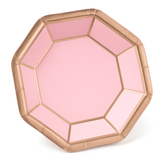 Metallic Blush & Rose Gold 7" Octagonal Dessert Plates - 8 Pack